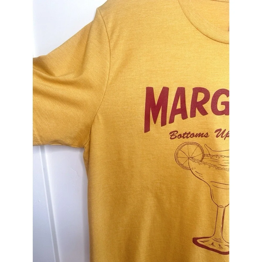 Margarita Bottoms Up T-Shirt L Mustard Yellow Retro Pinup Graphic Bella Canvas - Picture 5 of 7